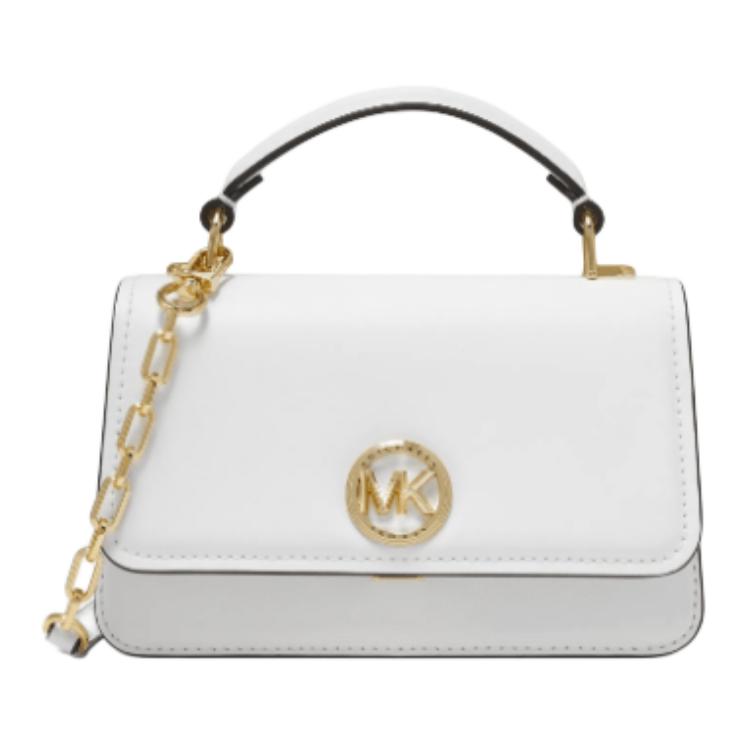 

Michael Kors MK Delancey Metal Logo Chain Shoulder Bag Small Women shoulder bag White 32T4GD8C5L-085 Basic Set (Bag+Dust Bag)