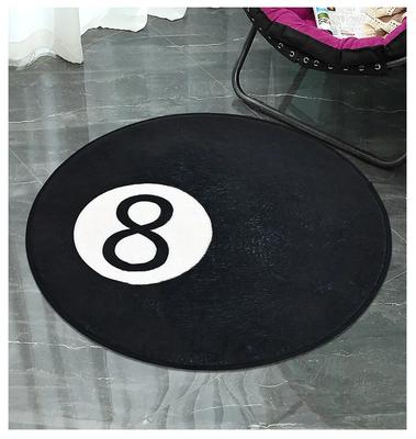 VIKAMA Billiards Challenge Carpet Black 8-Ball Imitation Cashmere Home Round Decorative Rug For Game Room And Fun Learning Space