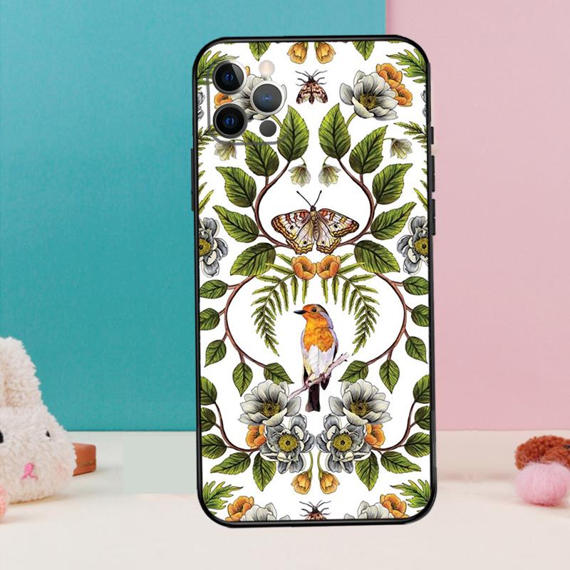 Orange Flower Pattern Phone Case For iPhone 17 Air 16 15 14 12 11 13 Pro Max 12 13 mini 15 16 Plus 16e Cover Coque