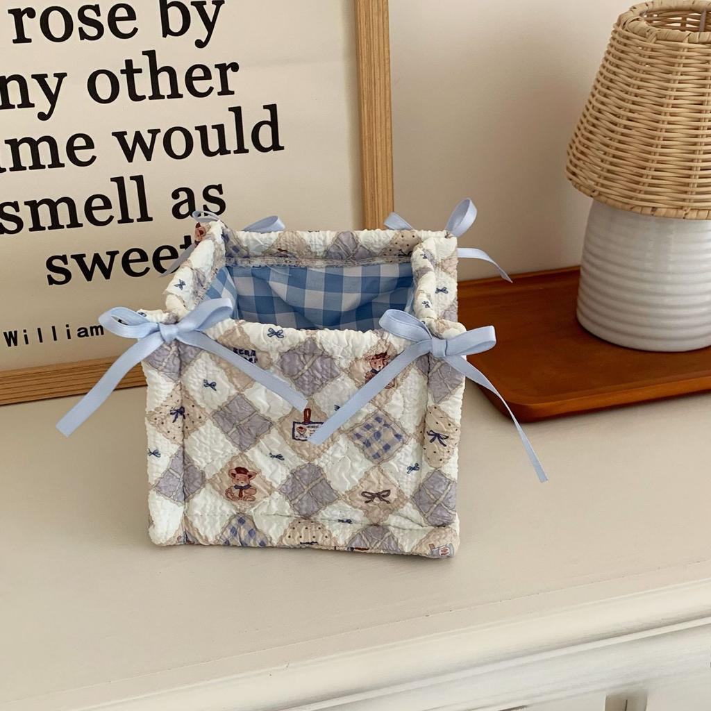 NS Fabric Storage Basket Desktop Snack and Miscellaneous Storage Basket Large Capacity Makeup and Skincare Product Sorting Bag