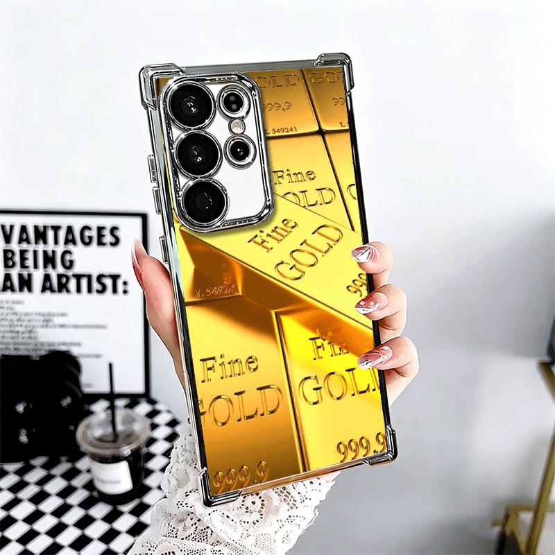 Fine Gold Pattern Printing Plating Phone Case For Samsung Galaxy S24 S25 FE S26 Edge S23 Ultra S22 S21 Plus S20 Anti-Fall Airaba