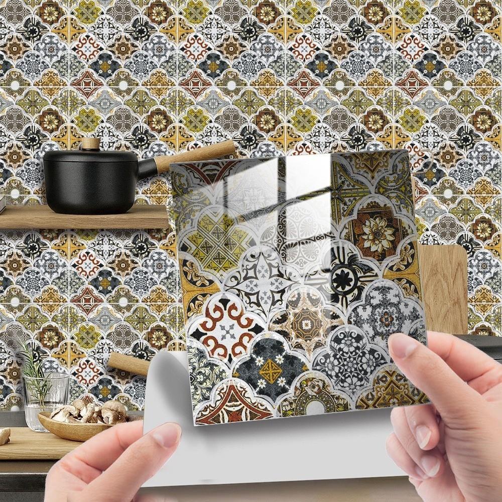 10Pcs 15*15cm Tile Stickers Waterproof Art Wall Decal  Living Room Wall Sofa Background