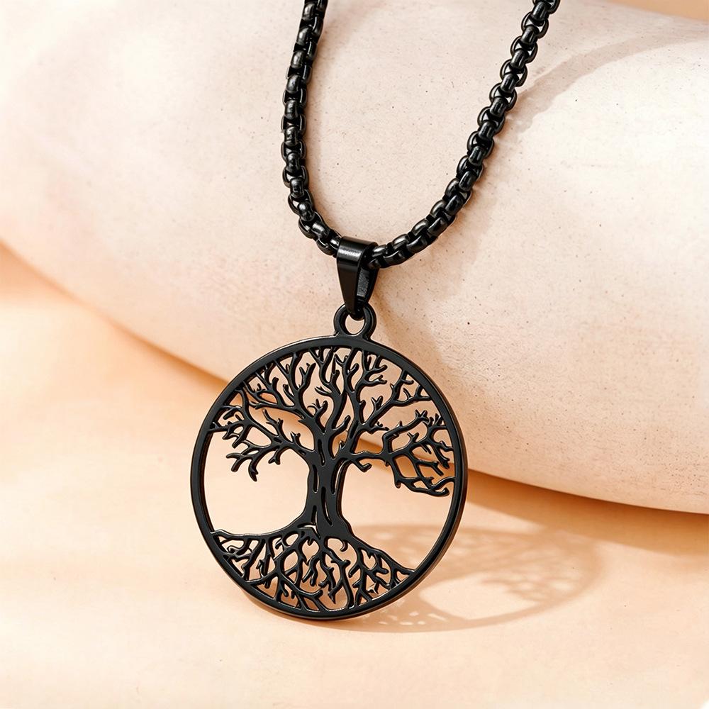 New Tree of Life Pendant Sweater Chain Retro Hollow Necklace Men's and Women's Fashion Accessories