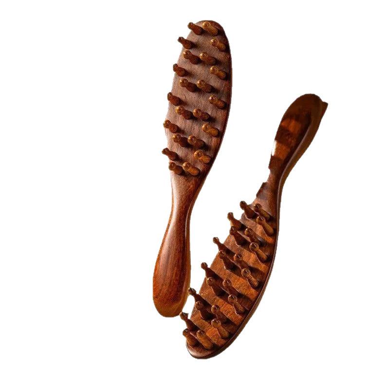 Golden Sandalwood Multi-Functional Massage Comb: Unisex Scalp Dredging Tool