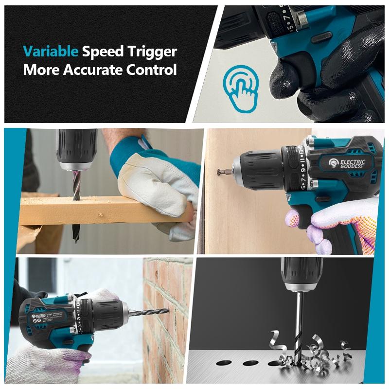 1/2 Inch 1700RPMDrill Brushless Motor Lithium Electric  Cordless Drill Compact Hammer Drive For 18V Makita Battery Pin