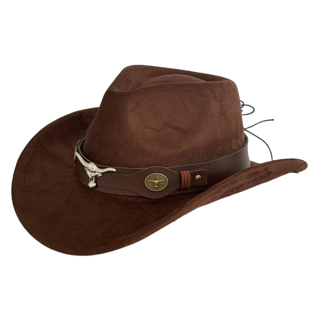 Hot-selling retro bull's head big-brimmed top hat, European and American suede western cowboy hat, men's temperament jazz hat