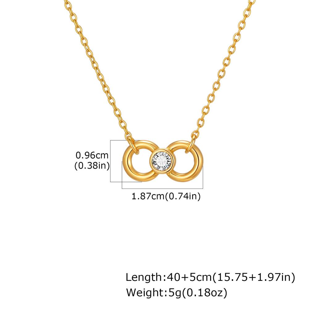 Vnox Romantic Love Infinite Necklace For Women, Stainless Steel Crystal Zircon Jewelry Set, Anniversary Valentine's Day Gift