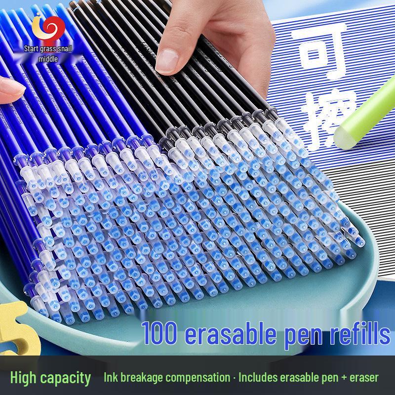 Heat Erasable Pen Refill for Grades 3-5, Magic Erasable, Mo Yi Ca, Crystal Blue/Black, 0.5mm