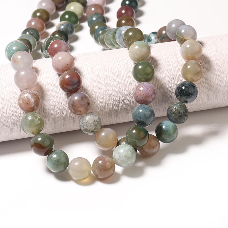 1 Strang Naturstein Indischer Achat Perlen Rund Echter Stein Perlenstrang Lose Edelsteine für DIY Armband Halskette Schmuckherstellung