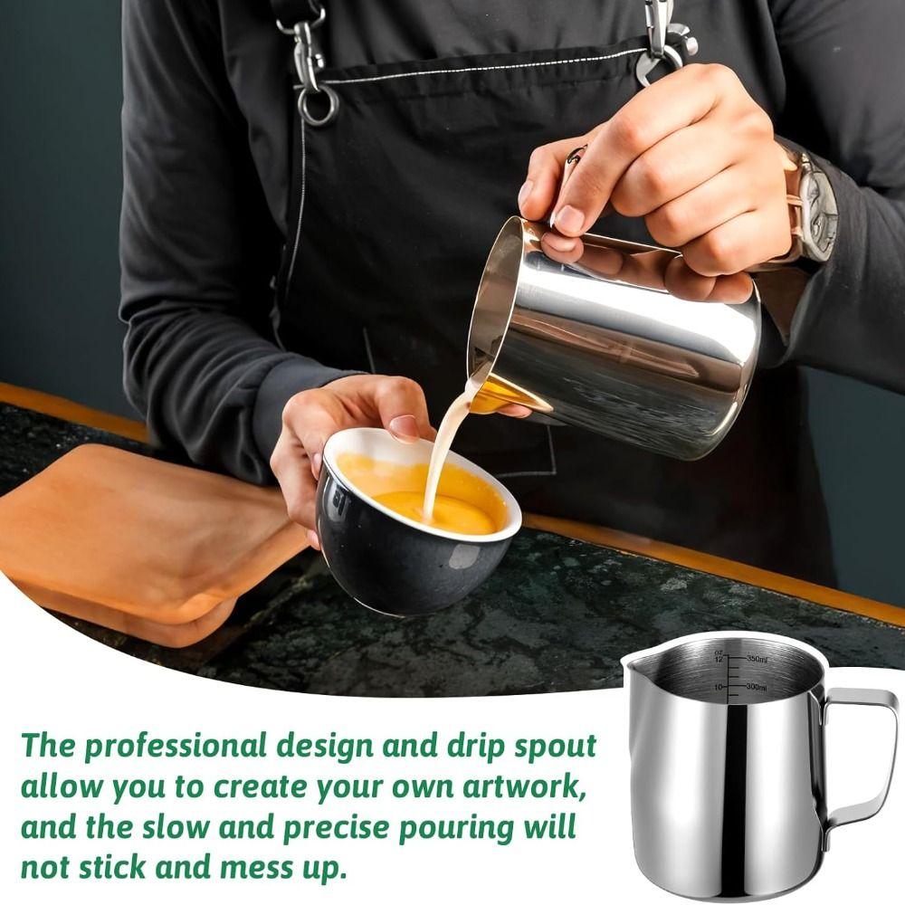 Stainless Steel Coffee Milk Frothing Jug With Pouring Spout Measurement Jug Milk Coffee Cappuccino