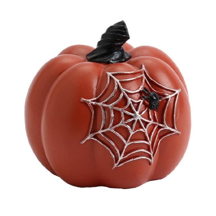 Eerie Halloween Resin Pumpkin Statue Durable Resin Crafted Pumpkin Decorative Ornament for Halloween Celebration