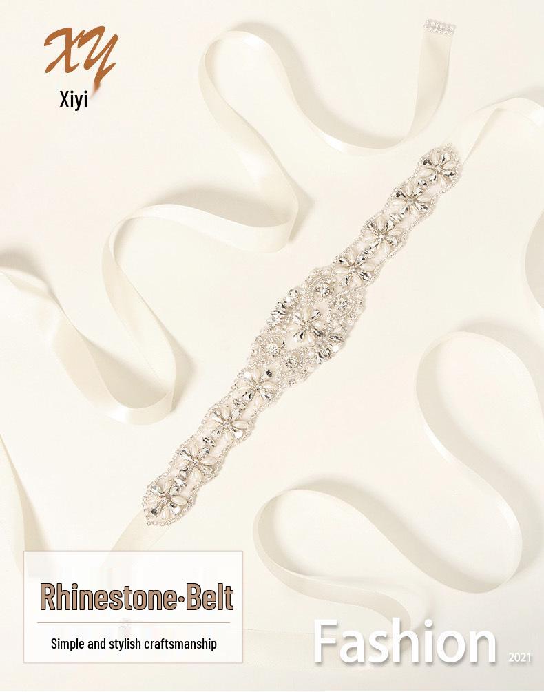 Elegant Rhinestone Pearl Bridal Belt for Wedding & Evening Dresses