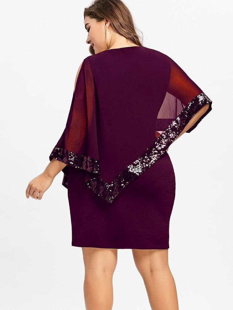 2024 Irregular Sequin Patchwork Plus Size Women's Dress - 8 Colors & Sizes Available