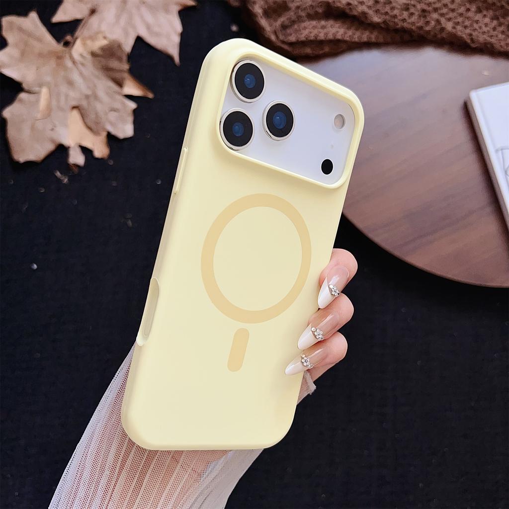 For iPhone 17 Pro Magnetic Case Silicone + PC Protective Phone Back Cover Compatible with MagSafe