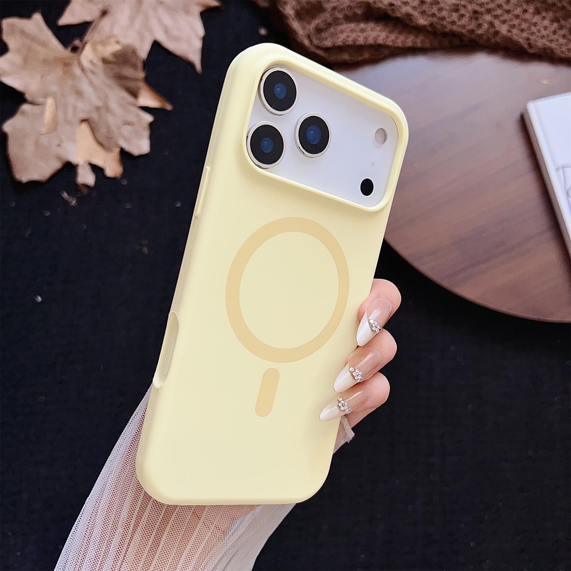 For iPhone 17 Pro Magnetic Case Silicone + PC Protective Phone Back Cover Compatible with MagSafe