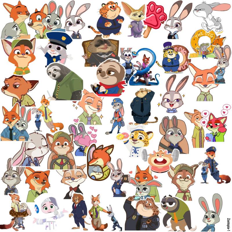 

50Pcs Zootopia Graffiti Sticker Set Cartoon Children S Toy Diy Decals Luggage Phone Case Laptop Decorative Waterproof Sticker