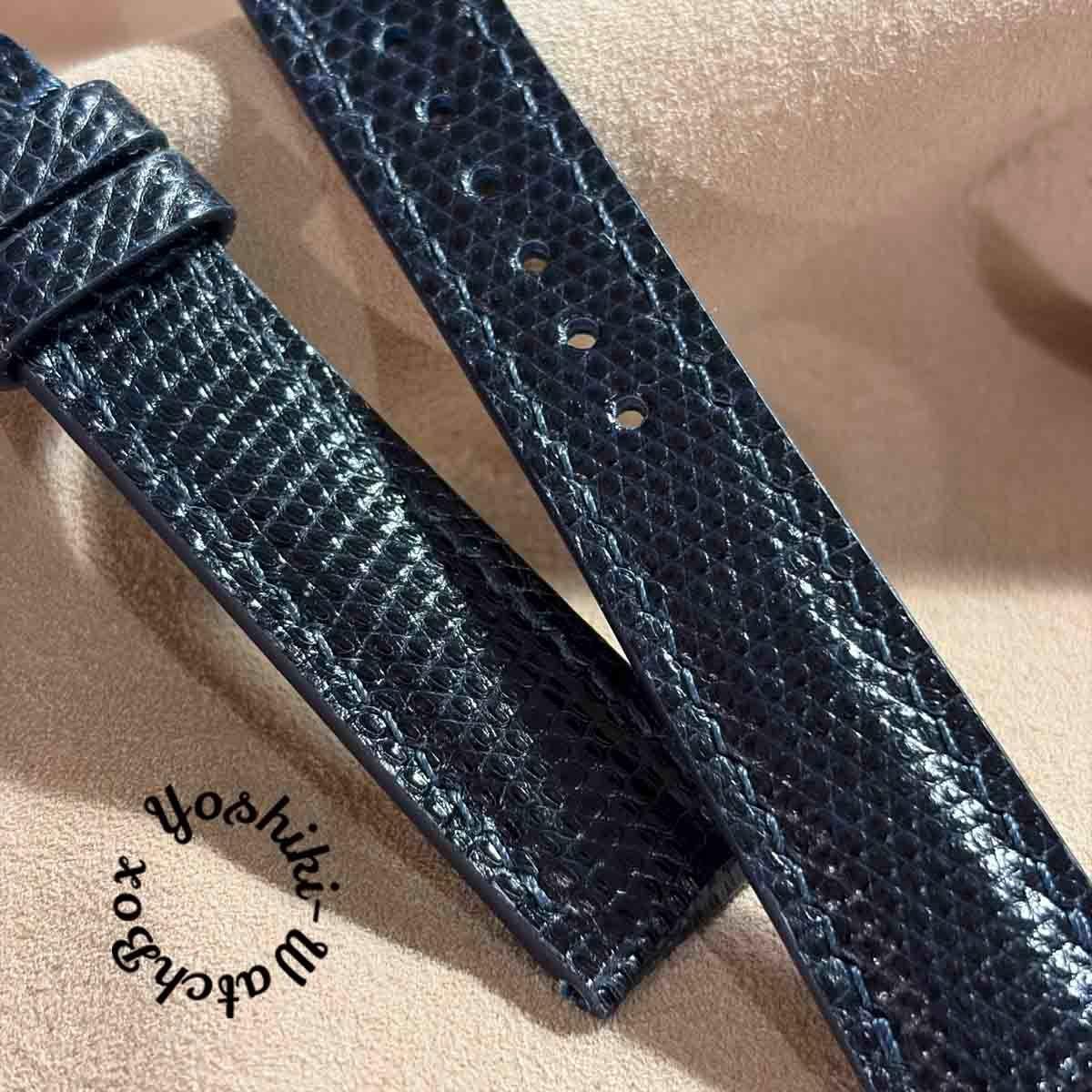 Used liz-375 Lizard Leather Watch Strap Navy (Lug Width 18 mm - Buckle Width 16 mm)