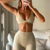 European and American nude yoga bra women's beautiful back shockproof gathering outside wear outdoor running fitness sports underwear women