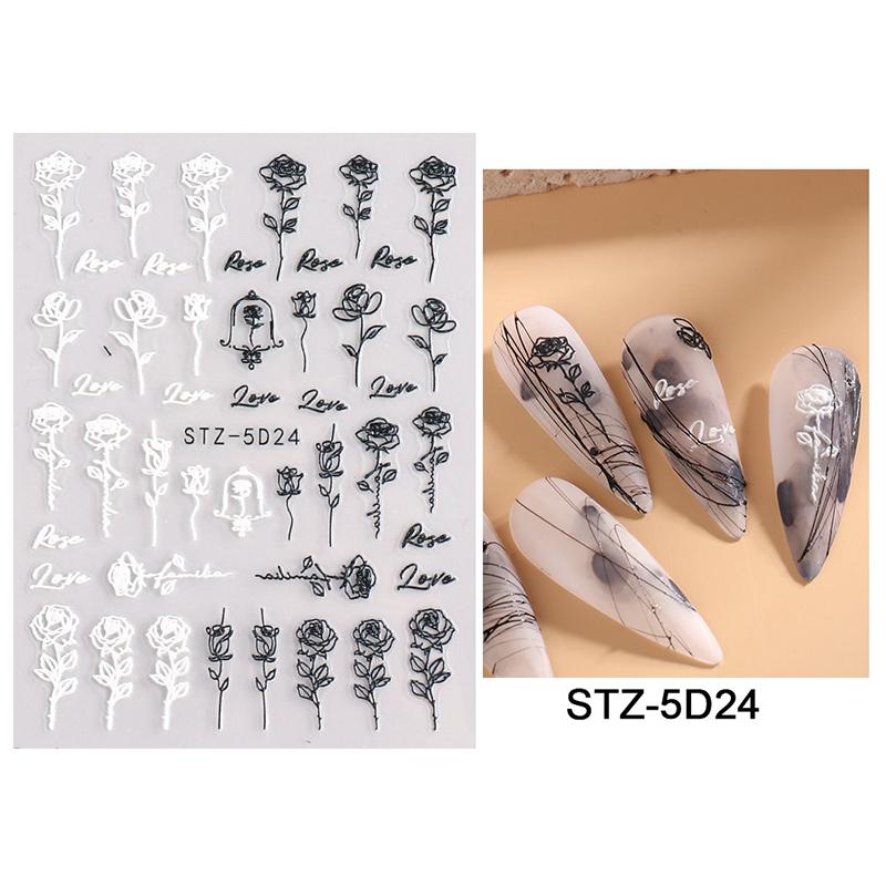 Snøklokke Nail Sticker Spring Flower Campanula 5D Preget Glider White Flora