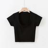 Letní Slim Sportovní Vesta Sexy Ženy Krátký rukáv Výstřih do U Šedé Tričko Tílka Dámské Jednobarevné Černobílé Korejské Crop Tops Y2k