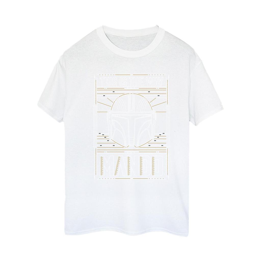 Star Wars Womens/Ladies The Mandalorian The Way Outline Helm Cotton Boyfriend T-Shirt