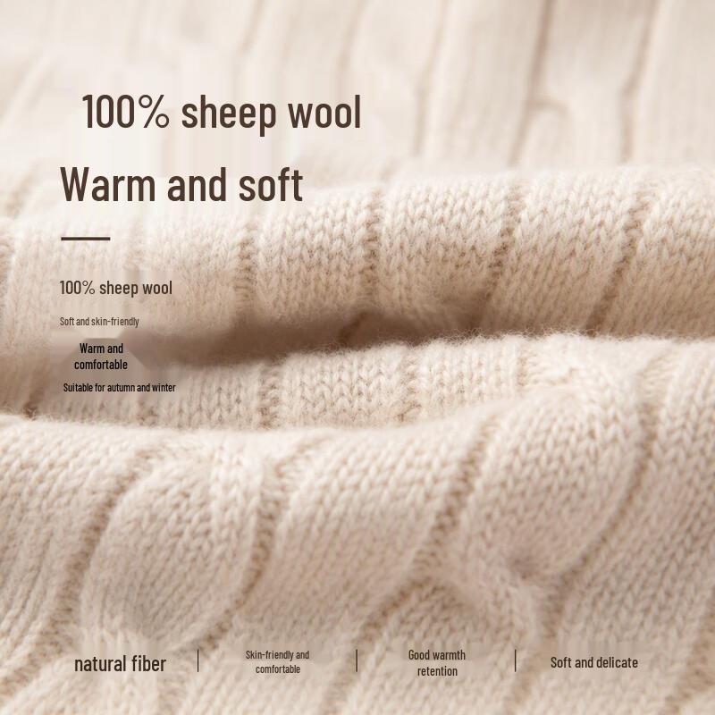 FIRS Men's 100% Wool Crew Neck Pullover Sweater
