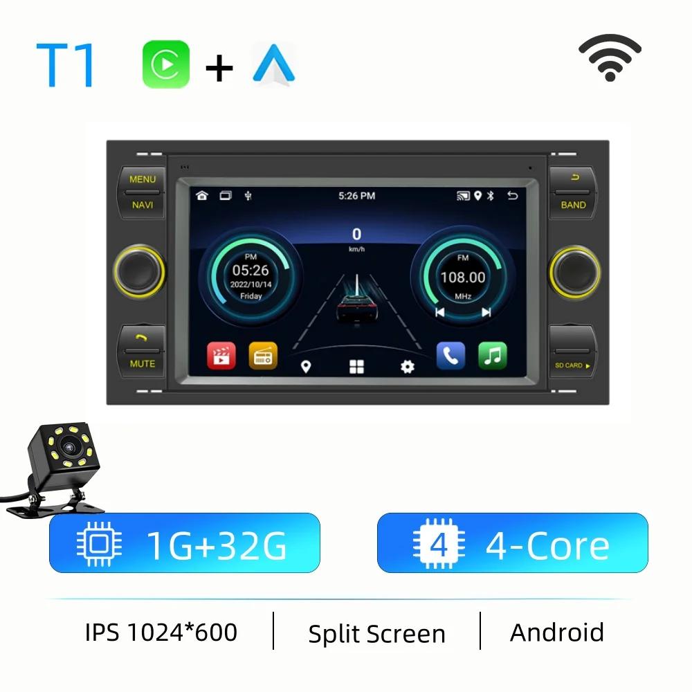2Din Android 12 Car Radio GPS Navigation for Ford Mondeo S-max Focus C-MAX Galaxy Fiesta Transit Fusion Connect Kuga Multimedia