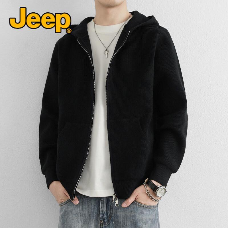 JEEP Men's Hooded Knit Zip-Up Cardigan Jacket