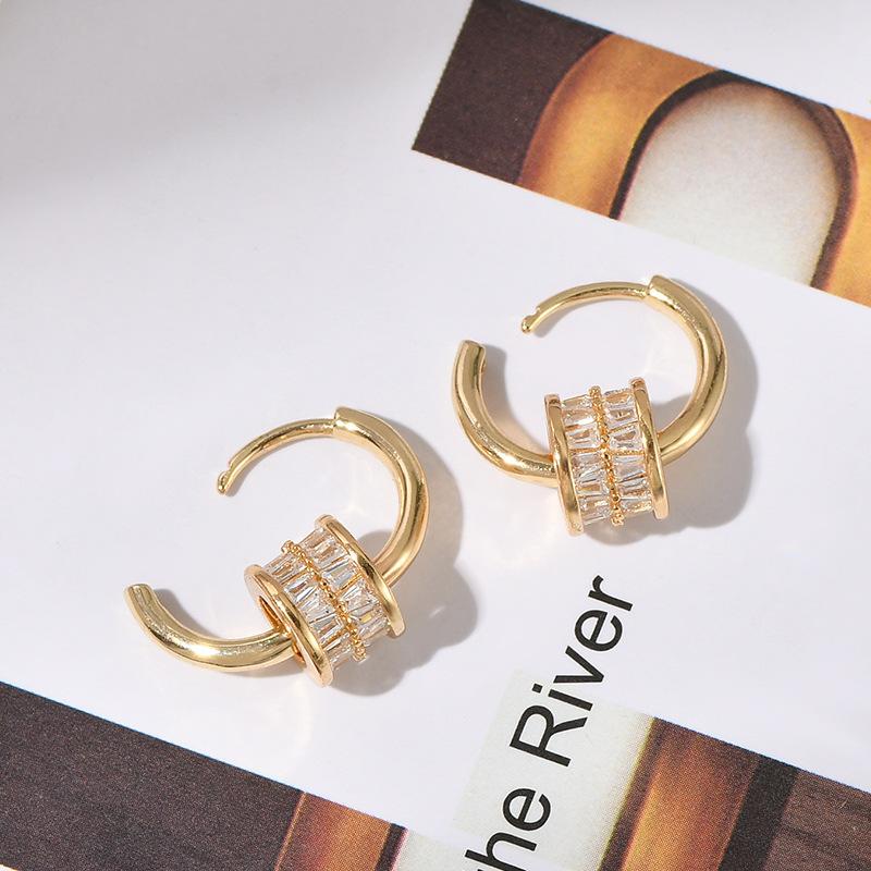 Ear Buckle Popular Jewelry Temperament Earrings Female A Two Wear Zirconia Earrings Commuter Wind Round Face Thin Ear Buckle Jewelry Trends