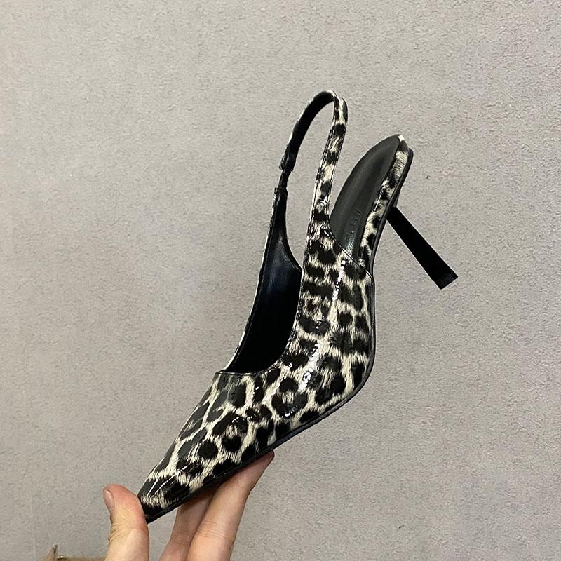 

Fashion Fashion Pointed Toe Ladies High Heels Sandals Shoes Female Slip On Footwear Leopard Print Women Heeled Sandals Shoes Pumps 35 бежевый