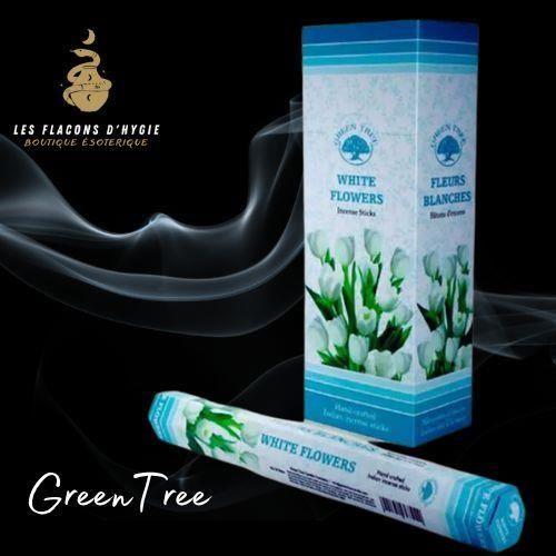 Encens - GREEN TREE - Fleurs Blanches - Lot de 12 - Matière naturelle - Carton/Papier
