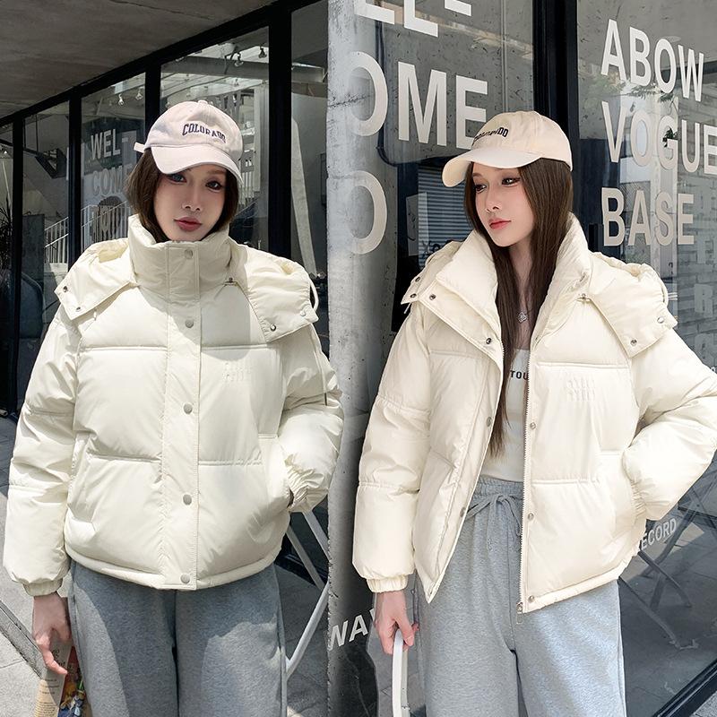 2025 new winter clothes, Korean version of short women's down cotton clothes, loose bread jackets, cotton jackets, fashionable hooded padded jackets