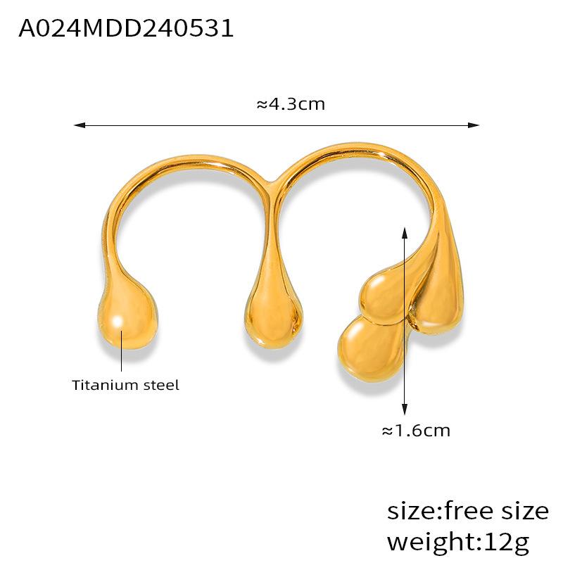 

Креативное кольцо с каплей воды, открывающееся на два пальца, титановое стальное покрытие, 18-каратное золото, персонализированное цветное удерживающее кольцо для женщин No. 7