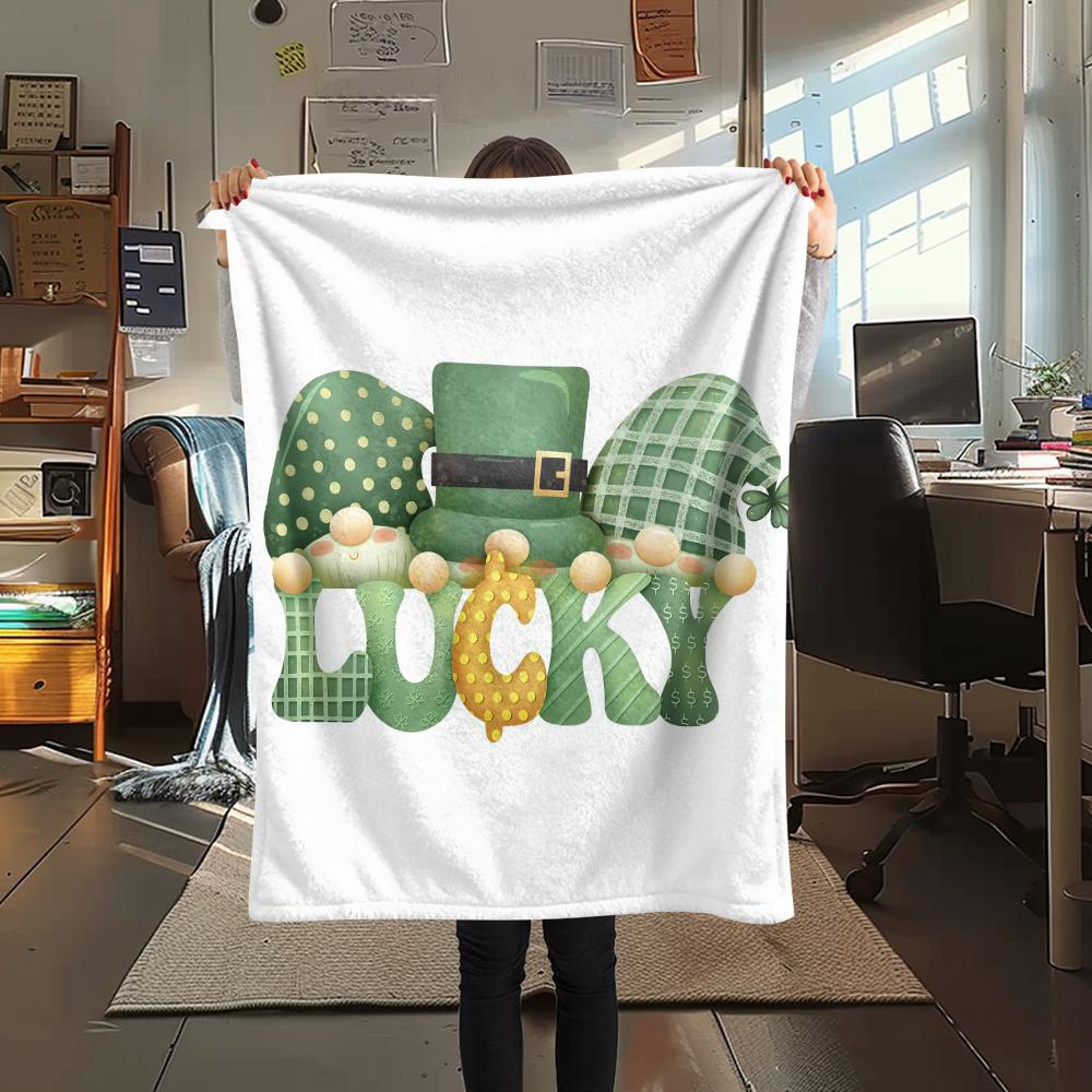 

St.Patrick s Day Green clover Print Flannel Blanket,High quality Comfortable for All Seasons,Home Decor,Warmth and Comfort,Perfect for Christmas Gifts 80cm x 120cm