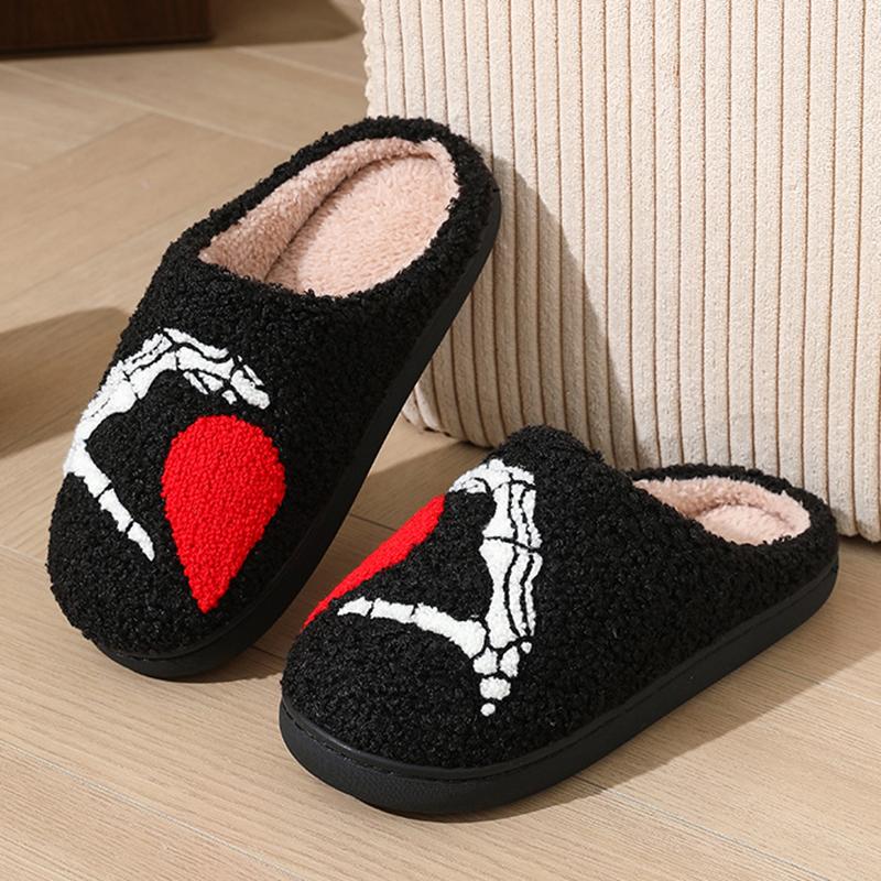 Autumn Winter Halloween Slippers Women Indoor Home Non Slip Warm Cotton Slippers Woman Lightweight Soft Plush Slides