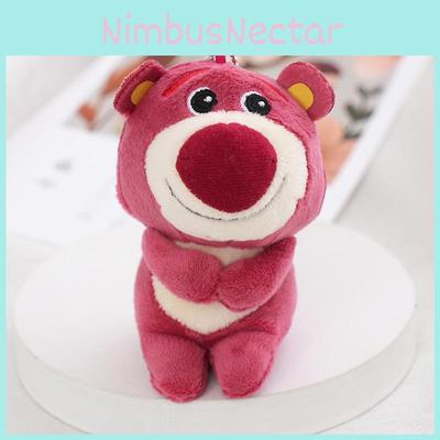 Porta-Chaves de Pelúcia Adorável Ursinho Rosa Macio e Fofo Acessório de Bolsa Brinquedo de Pelúcia