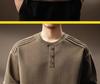 Luxury 300g Heavyweight Men's Henley Collar Pleated Hoodie - Autumn American Trend T-Shirt with Long Sleeves