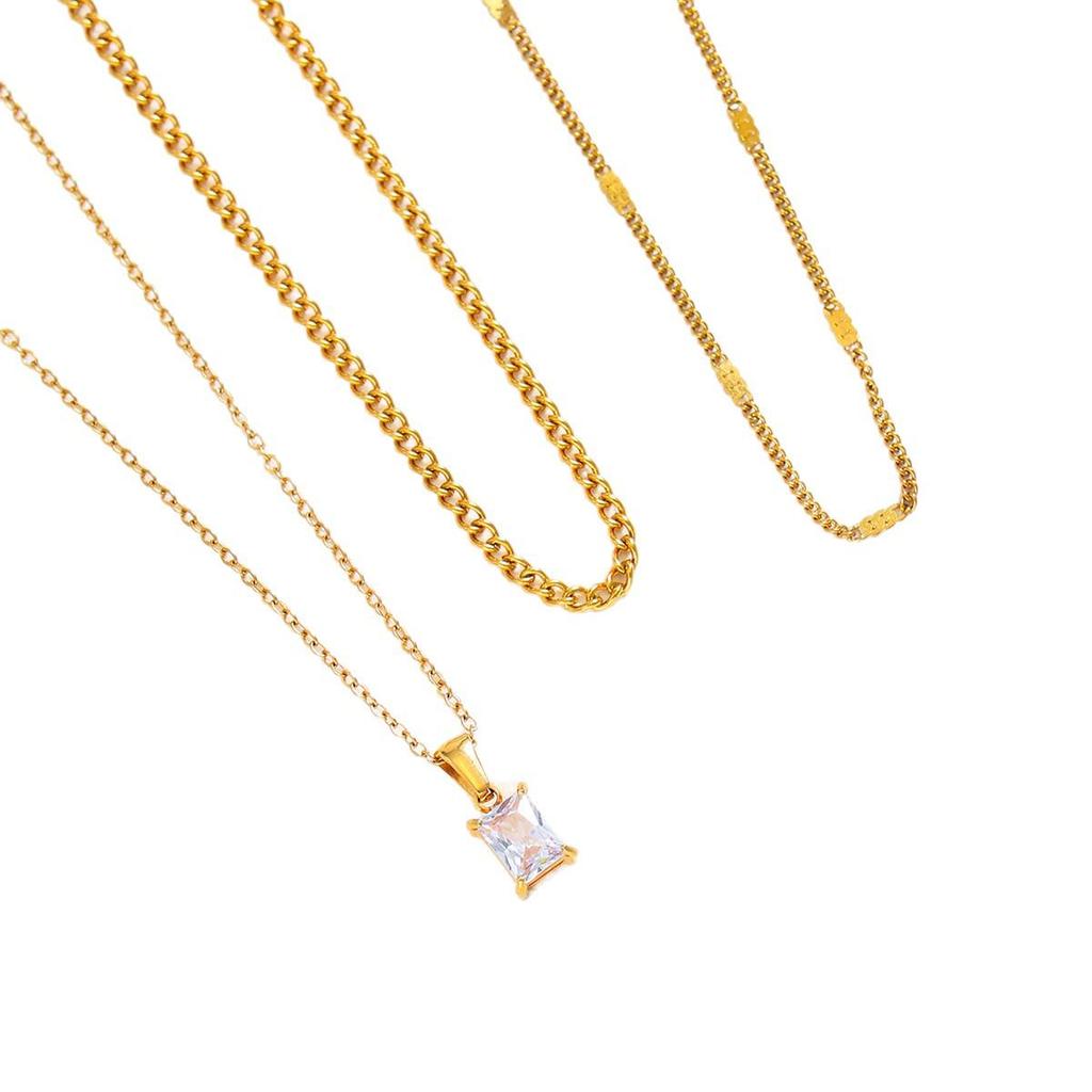 European-American Zirconium Pendant Necklace: Light Luxury, Geometric, Versatile & Layered Design