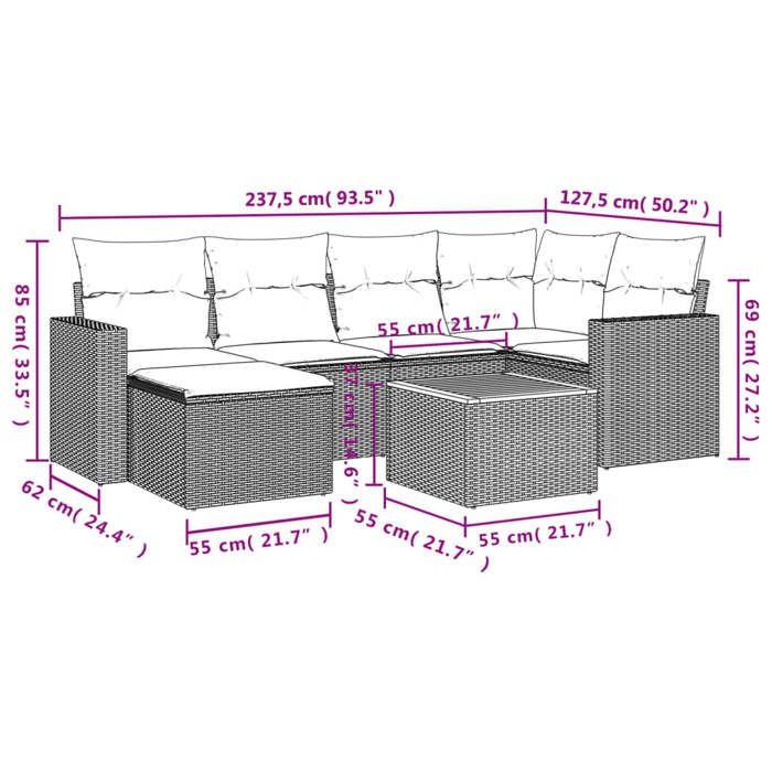 VidaXL Garden Lounge Set with Cushions 7 Pcs, Patio Sofas, Patio Furniture Set, Outdoor Furniture, Beige 3256555