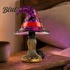 Gothic Night Light Halloween Witch Hat Table Lamp USB Stained Glass Dorm Room Vintage Wizard Decorative for Home Bedroom Lamp