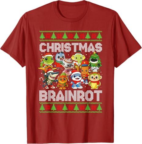 Funny Christmas Italian Brain Rot Italian Brainrot Boy TShirt Unisexs Fashion Y2k Xmas Brainrot Costume Novelty Gift Saying Tee S