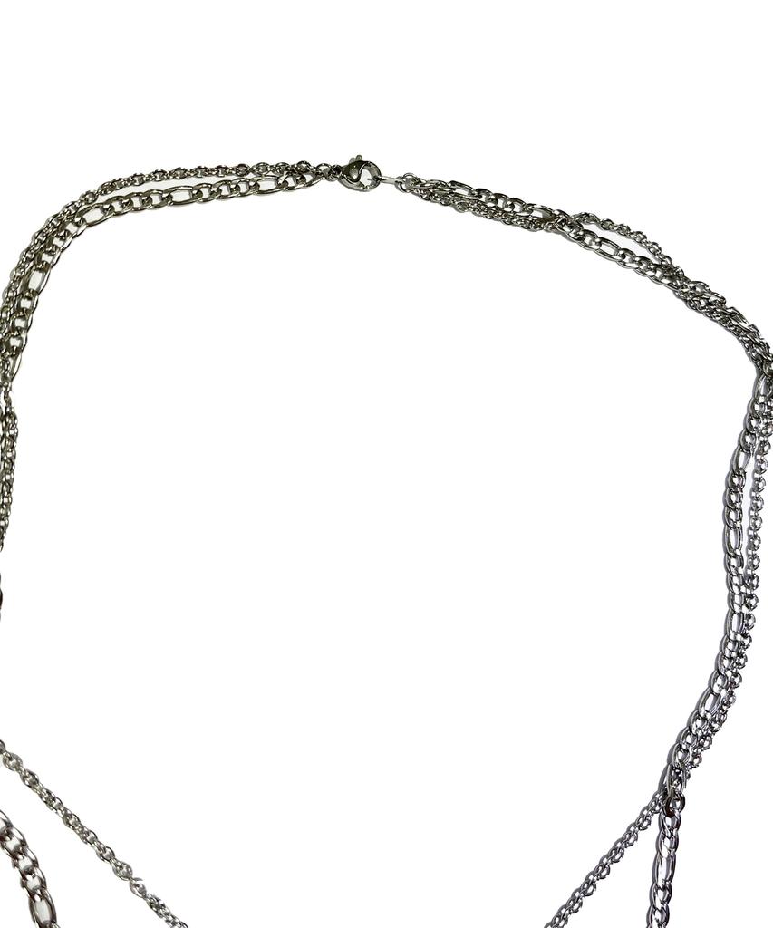 Sk8Er Rock Surgical Steel Double Layered Necklace ((Steel))