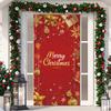 1 ks Veselé Vánoce Kryt na dveře Banner Polyester Vzor Santa Clause pro Štědrý večer Novoroční sváteční párty Vchodové dveře Domácí nástěnná dekorace