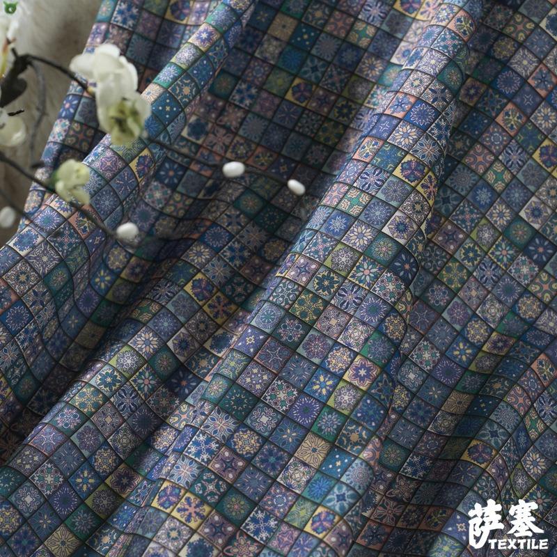 Pure Cotton Printed Plain Weave Fabric Ethnic Style Simia Fabric DIY Dress Coat Decorative Fabric Throw Pillow Bar Tablecloth