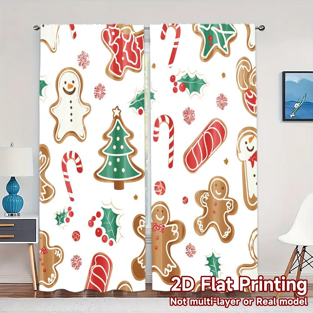 

2pcs,Curtains Christmas Cookies Snowman Tree Reindeer (3) Popular Contemporary Curtains Yarn Curtains Decorations Inside for 52.50×116.00 CM 2pcs