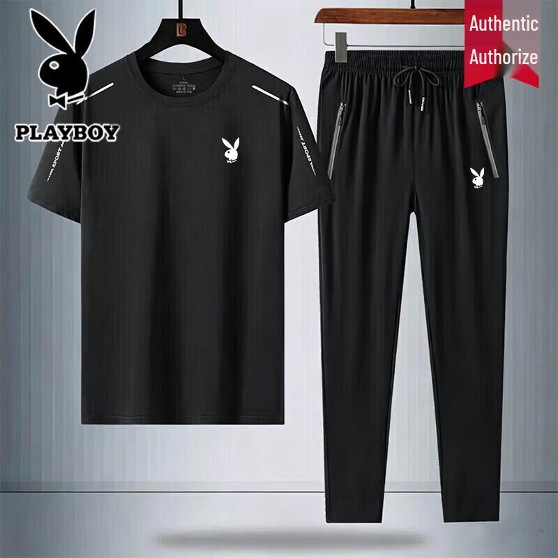 

PLAYBOY Men s Summer Short Sleeve T-Shirt and Sportswear Set L