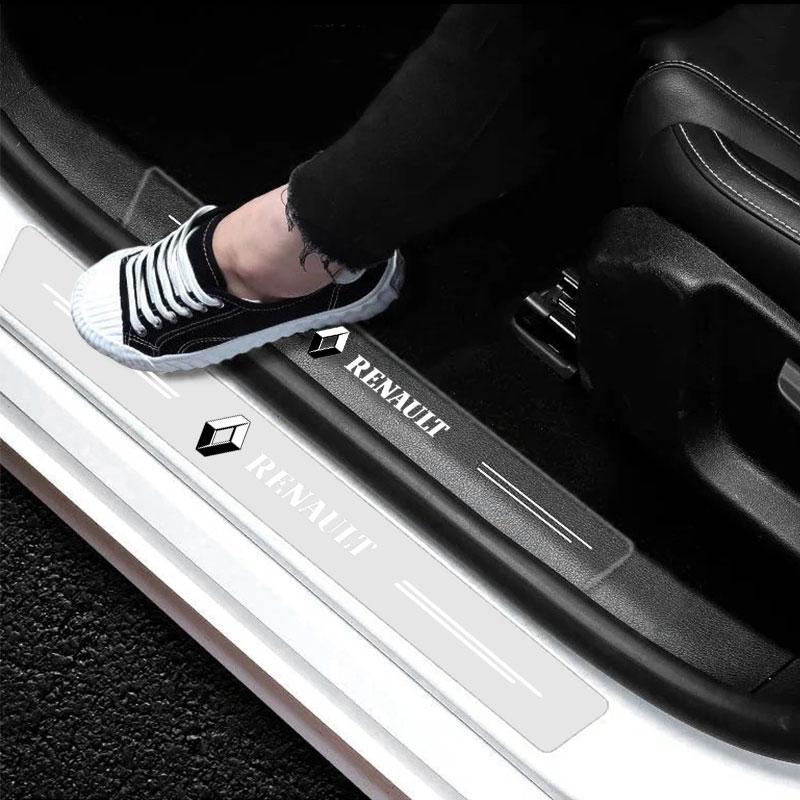 4Pcs Car Threshold Protector Transparent Decorative Badge 3D Sticker For Renault Dacia Koleos 1 Clio Laguna 2 Megane 2 3 Duster Logan Captur