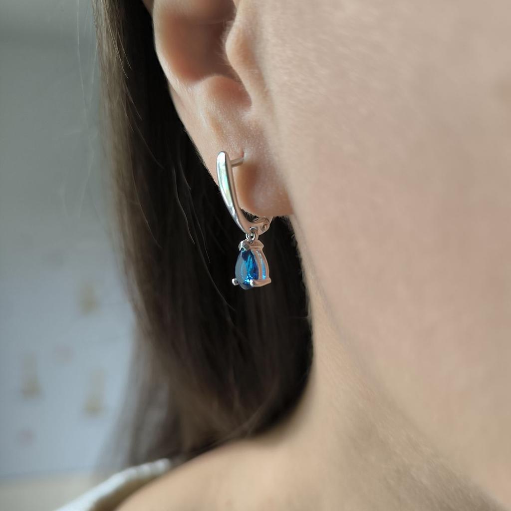 Серебряные серьги с сапфиром nano 1.033ct (2195115)