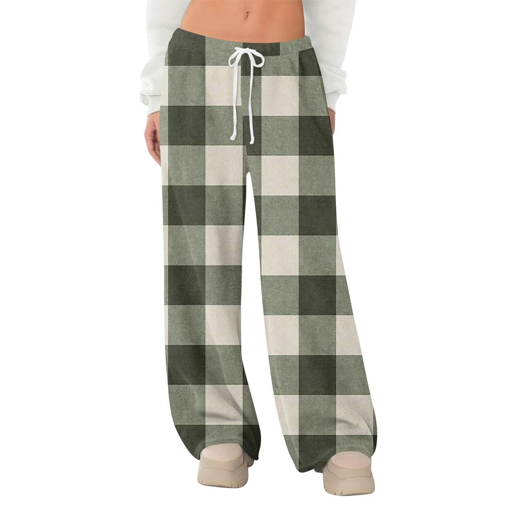 Women's Fleece Wide Leg  Elastic Waist Drawstring Loose Pants Drawstring Pajama Pants Sleepwear Trousers