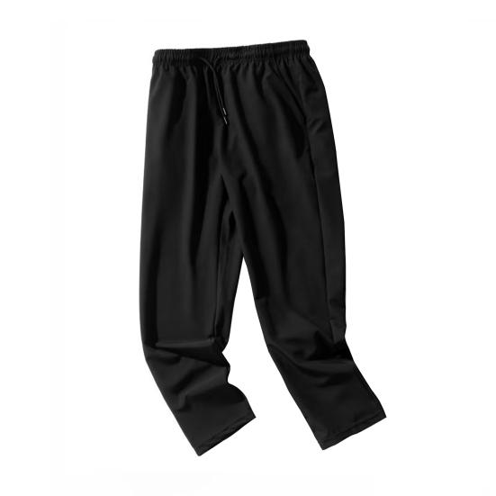 Herrenhose mit verstärkten Taschen, Taillenkordelzug-Design, lässige, einfarbige Sommerhose mit geradem Bein
